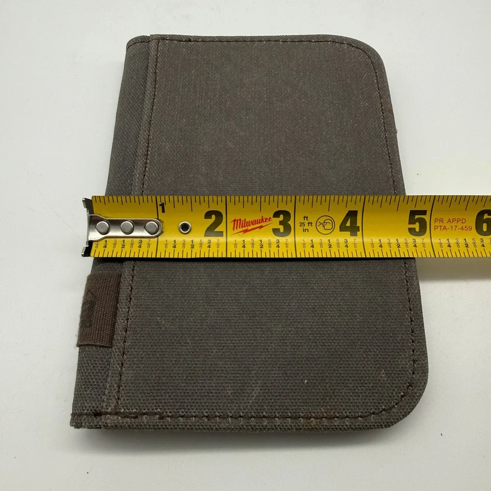REI Co-op Bifold Pocketbook Mens Brown Gray Canvas Rugged Slim EDC Wallet